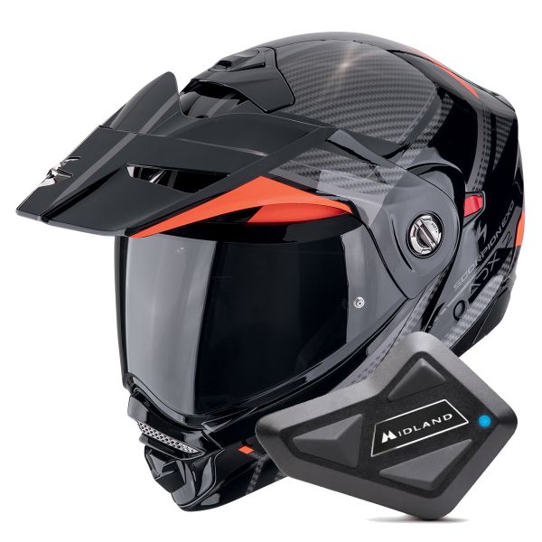 Casque Modulable Scorpion ADX-2 Lewis Black Red + Kit Bluetooth BT Mini