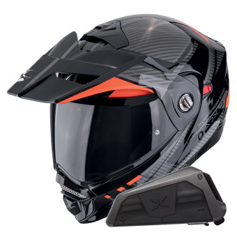 Casque Modulable Scorpion ADX-2 Lewis Black Red + Kit bluetooth Exo-Com Link-1 Solo