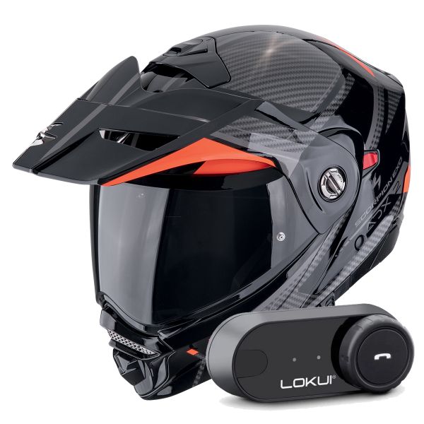 Casque Modulable Scorpion ADX-2 Lewis Black Red + Kit Bluetooth Lokui K30