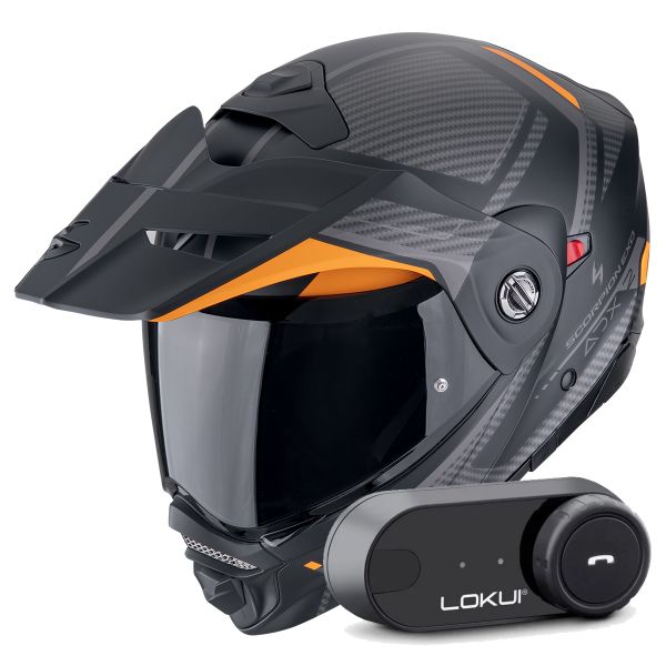 Casque Modulable Scorpion ADX-2 Lewis Matt Black Orange + Kit Bluetooth Lokui K30