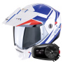 Casque Modulable Scorpion ADX-2 Lewis White Blue Red + Kit Bluetooth 5S Solo