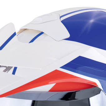 Scorpion ADX-2 Lewis White Blue Red + Kit bluetooth Exo-Com Link-1C Solo