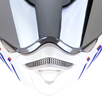 Scorpion ADX-2 Lewis White Blue Red + Kit bluetooth Exo-Com Link-1C Solo