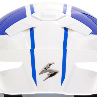 Scorpion ADX-2 Lewis White Blue Red + Kit bluetooth Exo-Com Link-1C Solo