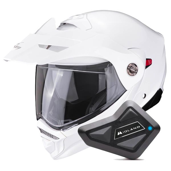 Casque Modulable Scorpion ADX-2 White + Kit Bluetooth BT Mini Casque Modulable Scorpion ADX-2 White + Kit Bluetooth BT Mini
