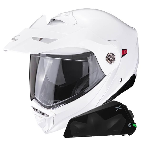 Casque Modulable Scorpion ADX-2 White + Kit bluetooth Exo-Com Link-1C Solo Casque Modulable Scorpion ADX-2 White + Kit bluetooth Exo-Com Link-1C Solo