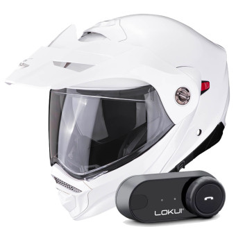 Casque Modulable Scorpion ADX-2 White + Kit Bluetooth Lokui K30