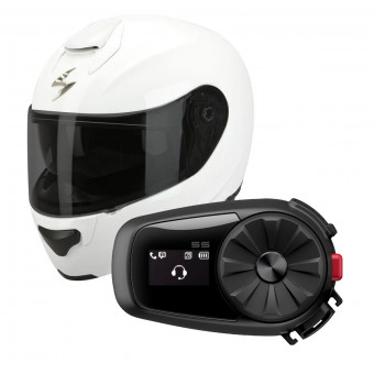 Casque Modulable Scorpion EXO 3000 Air Blanc + Kit Bluetooth Sena 5S Solo Casque Modulable Scorpion EXO 3000 Air Blanc + Kit Bluetooth Sena 5S Solo