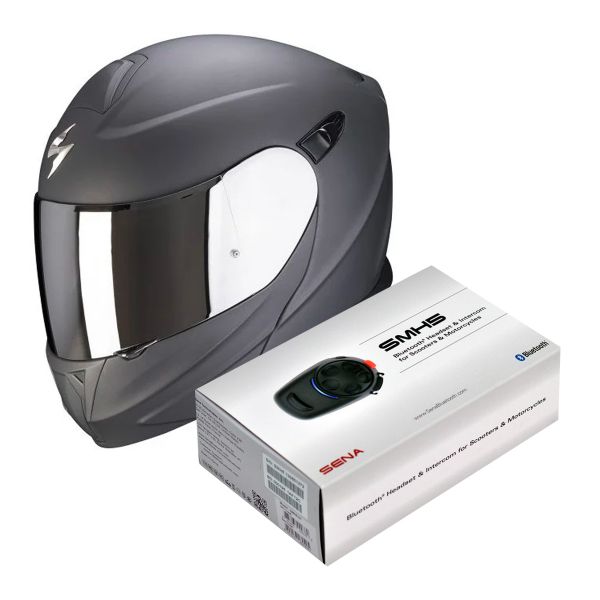 Pack Casque + Kit bluetooth et intercoms : Scorpion Exo 920 Evo Solid Matt  Black + Kit Bluetooth SMH5 Solo | iCasque.com