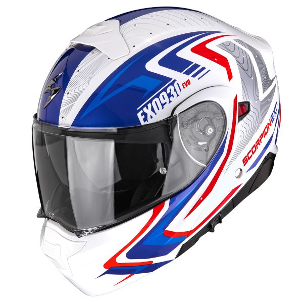 Casque Modulable Scorpion Exo 930 Evo Alpha White Red Blue