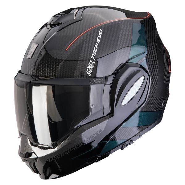 Casque Modulable Scorpion Exo Tech Evo Carbon CAD Black Green Casque Modulable Scorpion Exo Tech Evo Carbon CAD Black Green