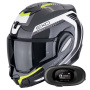 Casque Modulable Scorpion Exo Tech Evo Carbon Cosy Black Yellow Fluo + Kit bluetooth 5R Lite