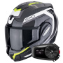 Casque Modulable Scorpion Exo Tech Evo Carbon Cosy Black Yellow Fluo + Kit Bluetooth 5S Solo