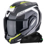 Casque Modulable Scorpion Exo Tech Evo Carbon Cosy Black Yellow + Kit bluetooth Exo-Com Link-1C