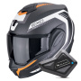 Casque Modulable Scorpion Exo Tech Evo Carbon Cosy Matt Black Orange + Kit Bluetooth BT Mini