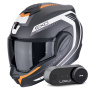 Casque Modulable Scorpion Exo Tech Evo Carbon Cosy Matt Black Orange + Kit Bluetooth Lokui K30