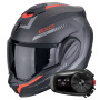 Casque Modulable Scorpion Exo Tech Evo Carbon Cosy Matt Black Red + Kit Bluetooth 5S Solo