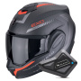 Casque Modulable Scorpion Exo Tech Evo Carbon Cosy Matt Black Red + Kit Bluetooth BT Mini