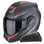 Casque Modulable Scorpion Exo Tech Evo Carbon Cosy Matt Black Red + Kit bluetooth Exo-Com Link-1
