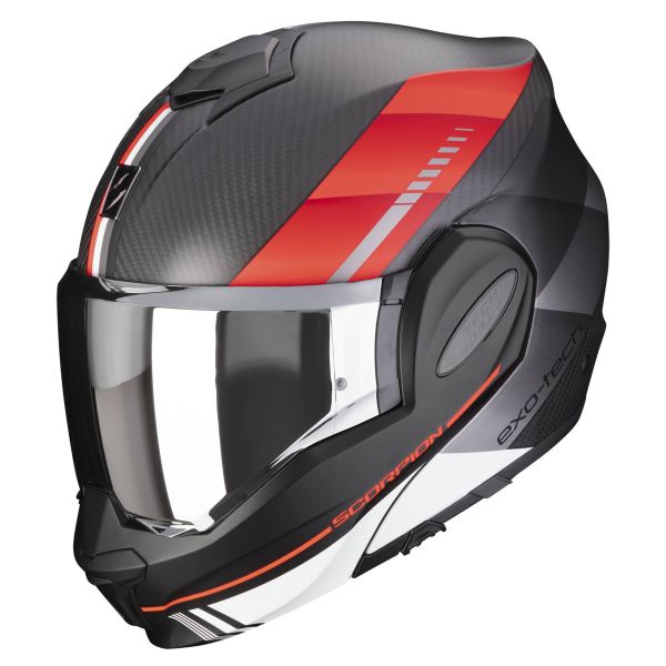Casque Modulable Scorpion Exo Tech Evo Carbon Genus Matt Black Red Casque Modulable Scorpion Exo Tech Evo Carbon Genus Matt Black Red