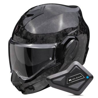 Casque Modulable Scorpion Exo Tech Evo Carbon Onyx Black + Kit Bluetooth BT Mini
