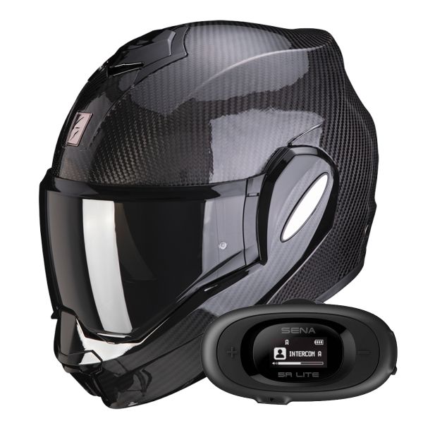 Casque Modulable Scorpion Exo Tech Evo Carbon Solid Black + Kit bluetooth 5R Lite Casque Modulable Scorpion Exo Tech Evo Carbon Solid Black + Kit bluetooth 5R Lite