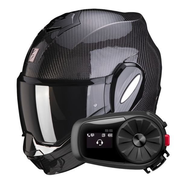Casque Modulable Scorpion Exo Tech Evo Carbon Solid Black + Kit Bluetooth 5S Casque Modulable Scorpion Exo Tech Evo Carbon Solid Black + Kit Bluetooth 5S