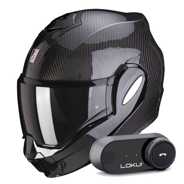 Casque Modulable Scorpion Exo Tech Evo Carbon Solid Black + Kit Bluetooth Lokui K30 Casque Modulable Scorpion Exo Tech Evo Carbon Solid Black + Kit Bluetooth Lokui K30