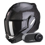 Casque Modulable Scorpion Exo Tech Evo Carbon Solid Black + Kit Bluetooth Lokui K30