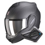 Casque Modulable Scorpion Exo Tech Evo Carbon Solid Matt Black + Kit Bluetooth BT Mini