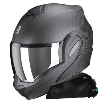 Casque Modulable Scorpion Exo Tech Evo Carbon Solid Matt Black + Kit bluetooth Exo-Com Link-1C Casque Modulable Scorpion Exo Tech Evo Carbon Solid Matt Black + Kit bluetooth Exo-Com Link-1C