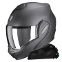Casque Modulable Scorpion Exo Tech Evo Carbon Solid Matt Black + Kit bluetooth Exo-Com Link-1C