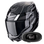 Casque Modulable Scorpion Exo Tech Evo Conquer Black White + Kit bluetooth 5R Lite Solo
