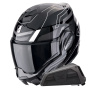 Casque Modulable Scorpion Exo Tech Evo Conquer Black White + Kit bluetooth Exo-Com Link-1