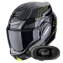Casque Modulable Scorpion Exo Tech Evo Conquer Black Yellow Fluo + Kit bluetooth 5R Lite Solo