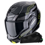 Casque Modulable Scorpion Exo Tech Evo Conquer Black Yellow Fluo + Kit bluetooth Exo-Com Link-1C