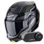 Casque Modulable Scorpion Exo Tech Evo Conquer Black Yellow Fluo + Kit Bluetooth Lokui K30