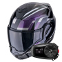 Casque Modulable Scorpion Exo Tech Evo Furio Black Chameleon + Kit Bluetooth 5S Solo