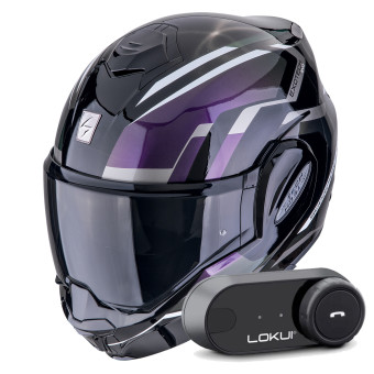 Casque Modulable Scorpion Exo Tech Evo Furio Black Chameleon + Kit Bluetooth Lokui K30