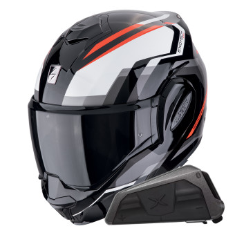 Casque Modulable Scorpion Exo Tech Evo Furio Black Red + Kit bluetooth Exo-Com Link-1
