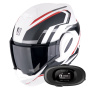 Casque Modulable Scorpion Exo Tech Evo Furio Matt White Black Red + Kit bluetooth 5R Lite Solo