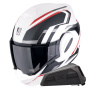 Casque Modulable Scorpion Exo Tech Evo Furio Matt White Black Red + Kit bluetooth Exo-Com Link-1