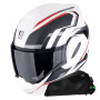 Casque Modulable Scorpion Exo Tech Evo Furio Matt White Black Red + Kit bluetooth Exo-Com Link-1C