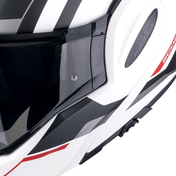 Scorpion Exo Tech Evo Furio Matt White Black Red + Kit bluetooth Exo-Com Link-1C