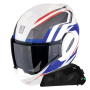 Casque Modulable Scorpion Exo Tech Evo Furio White Red Blue + Kit bluetooth Exo-Com Link-1C