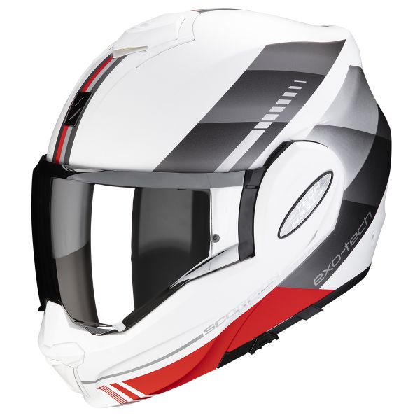 Casque Modulable Scorpion Exo Tech Evo Genre Matt White Silver Red