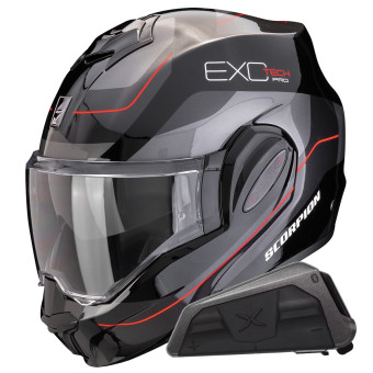 Casque Modulable Scorpion Exo Tech Evo Pro Commuta Black Silver Red + Kit bluetooth Exo-Com Link-1 Casque Modulable Scorpion Exo Tech Evo Pro Commuta Black Silver Red + Kit bluetooth Exo-Com Link-1