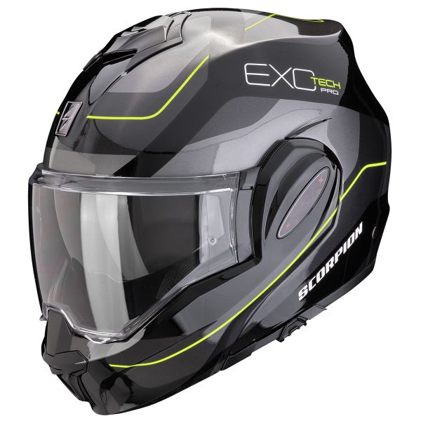 Casque Modulable Scorpion Exo Tech Evo Pro Commuta Black Silver Yellow