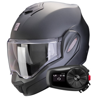 Casque Modulable Scorpion Exo Tech Evo Pro Solid Black Matt + Kit Bluetooth 5S