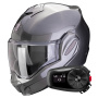 Casque Modulable Scorpion Exo Tech Evo Pro Solid Grey + Kit Bluetooth 5S